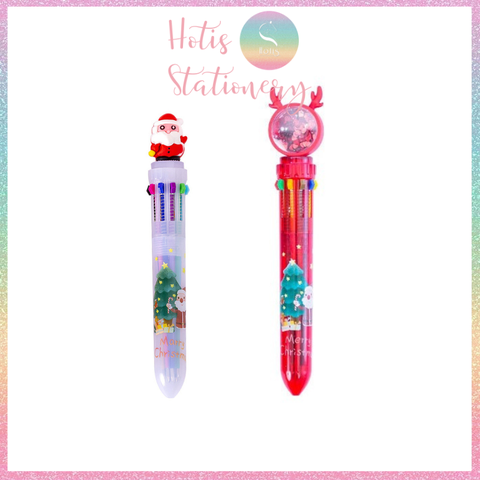 [HOTIS] Bút bi bấm 10 màu họa tiết Noel Giáng Sinh dễ thương