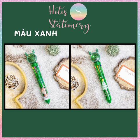 [HOTIS] Bút bi bấm 10 màu họa tiết Noel Giáng Sinh dễ thương