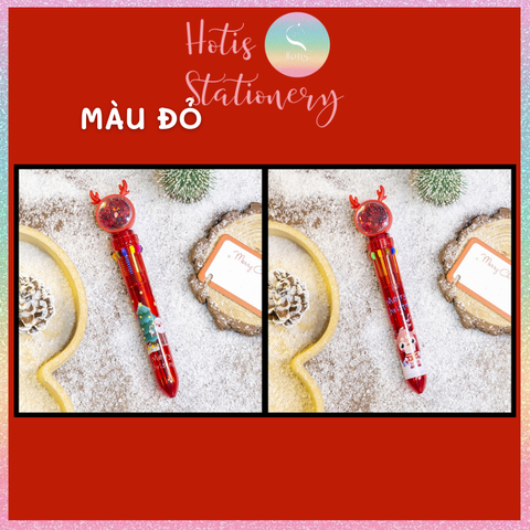 [HOTIS] Bút bi bấm 10 màu họa tiết Noel Giáng Sinh dễ thương