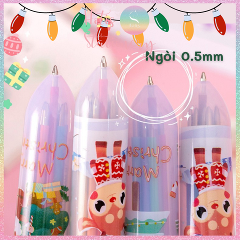 [HOTIS] Bút bi bấm 10 màu họa tiết Noel Giáng Sinh dễ thương