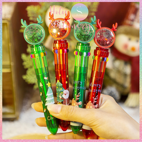 [HOTIS] Bút bi bấm 10 màu họa tiết Noel Giáng Sinh dễ thương