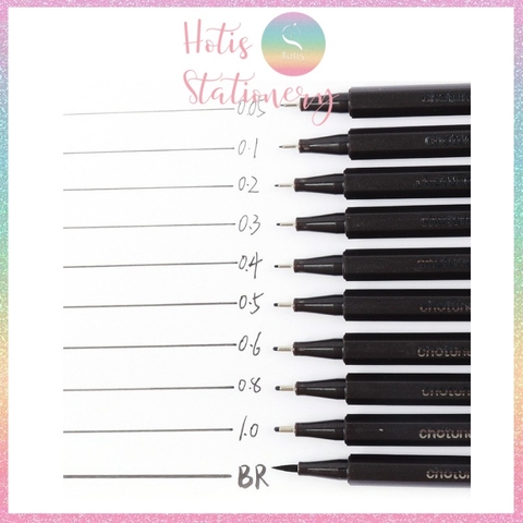 [HOTIS] 10 Size - Bút Fineliner mực đen dùng vẽ truyện tranh, thiết kế, viết chữ thư pháp
