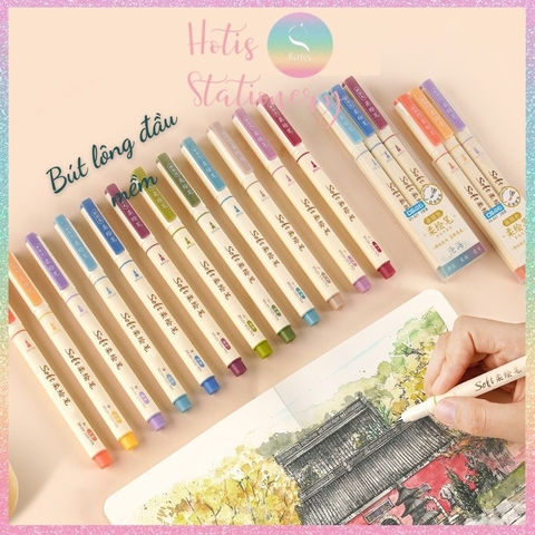 [HOTIS] [24 MÀU] Bút lông đầu mềm Soft Brush DS-827 viết calligraphy, vẽ tranh, tô màu, viết chữ thư pháp
