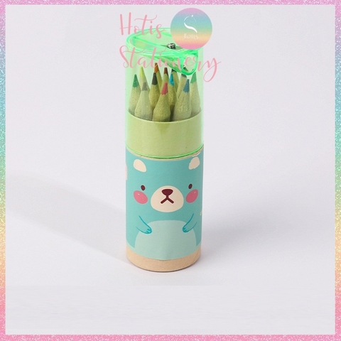 [HOTIS] Set 12 bút chì màu mini hình gấu dễ thương