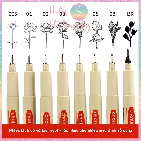 [HOTIS] Bút vẽ phát thảo Chotune Fineliner kháng nước, bút đi nét Mipor Pen Line mực đen