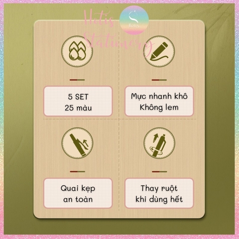 [HOTIS] Set 5 Bút gel vintage Light Retro Gel Pen 0.5mm - 25 màu