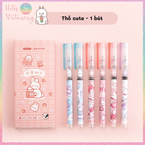 [HOTIS] Bút bi nước Mocha Moka mực đen nhanh khô ngòi 0.5mm nắp gài MK-5442