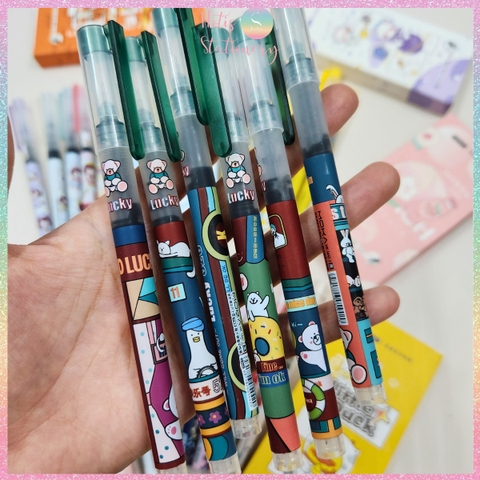 [HOTIS] Bút bi nước Mocha Moka mực đen nhanh khô ngòi 0.5mm nắp gài MK-5442