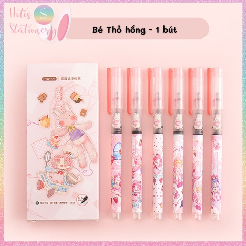 [HOTIS] Bút bi nước Mocha Moka mực đen nhanh khô ngòi 0.5mm nắp gài MK-5442