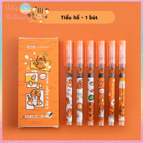 [HOTIS] Bút bi nước Mocha Moka mực đen nhanh khô ngòi 0.5mm nắp gài MK-5442