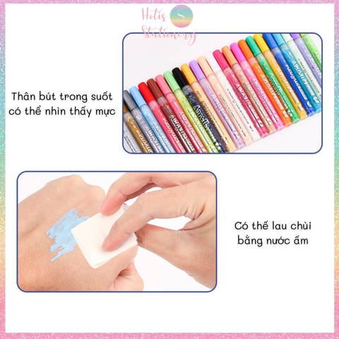 [24 MÀU] Bút sơn Acrylic Marker vẽ được trên kính, sứ, đá, vải- 1 bút