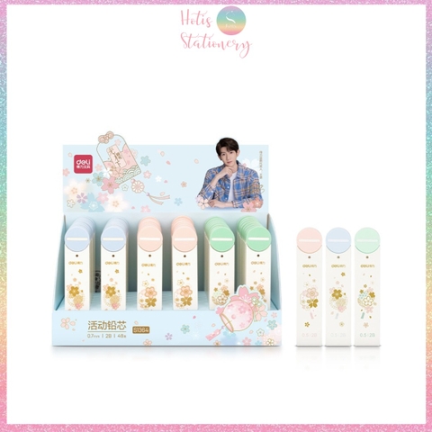 [HOTIS] Ruột chì bấm kim 2B hộp đầu tròn hoa anh đào, hoạt hình ngòi 0.5/0.7mm