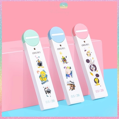 [HOTIS] Ruột chì bấm kim 2B hộp đầu tròn hoa anh đào, hoạt hình ngòi 0.5/0.7mm