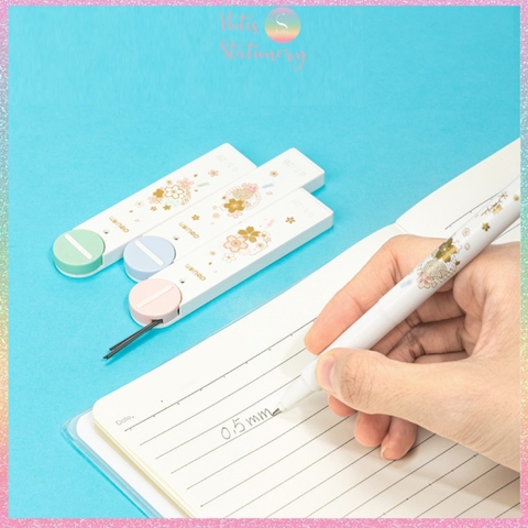 [HOTIS] Ruột chì bấm kim 2B hộp đầu tròn hoa anh đào, hoạt hình ngòi 0.5/0.7mm