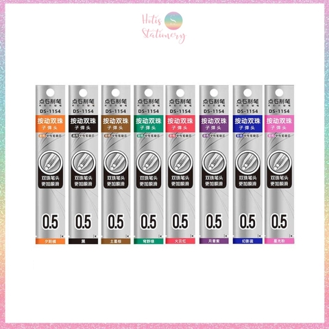 [HOTIS] 8 màu - Ruột bút bi gel ngòi 0.5mm DS-1154 thay thế bút bi bấm - 1 cây
