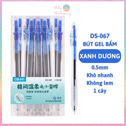 [HOTIS] Bút gel bấm DS-067 ngòi kim 0.5mm viết nhanh khô, không lem, thân trong có đệm cầm êm tay - 1 cây