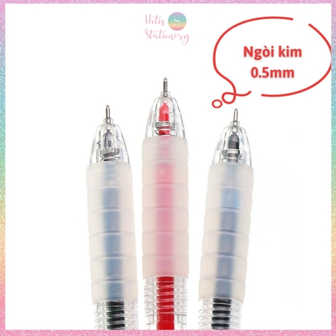 [HOTIS] Bút gel bấm DS-067 ngòi kim 0.5mm viết nhanh khô, không lem, thân trong có đệm cầm êm tay - 1 cây