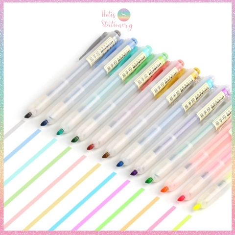 [HOTIS] 24 Màu - Bút highlight bấm DS-805s có lõi thay thế, màu đẹp, tiện lợi, tiết kiệm
