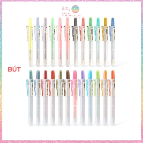 [HOTIS] 24 Màu - Bút highlight bấm DS-805s có lõi thay thế, màu đẹp, tiện lợi, tiết kiệm