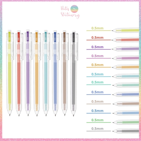 [HOTIS] Bút bi gel bấm 12 màu ngòi 0.5mm DELI Delight Gel Pen nhanh khô viết đều trơn tru lâu hết mực - G118