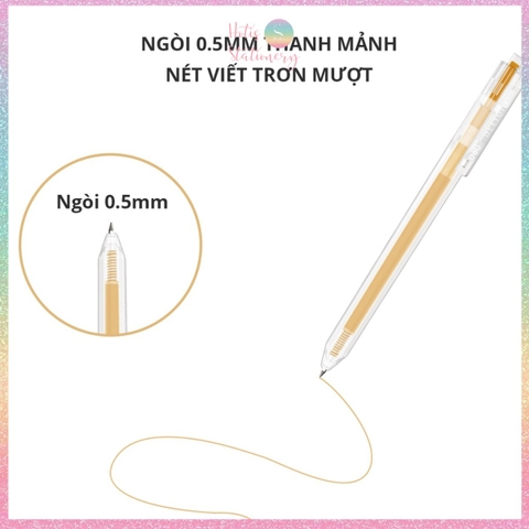 [HOTIS] Bút bi gel bấm 12 màu ngòi 0.5mm DELI Delight Gel Pen nhanh khô viết đều trơn tru lâu hết mực - G118