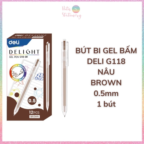 [HOTIS] Bút bi gel bấm 12 màu ngòi 0.5mm DELI Delight Gel Pen nhanh khô viết đều trơn tru lâu hết mực - G118