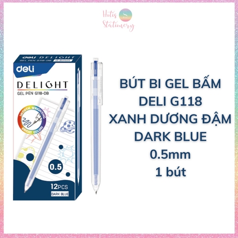 [HOTIS] Bút bi gel bấm 12 màu ngòi 0.5mm DELI Delight Gel Pen nhanh khô viết đều trơn tru lâu hết mực - G118