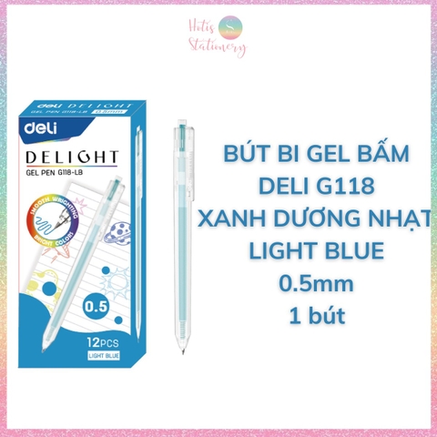 [HOTIS] Bút bi gel bấm 12 màu ngòi 0.5mm DELI Delight Gel Pen nhanh khô viết đều trơn tru lâu hết mực - G118