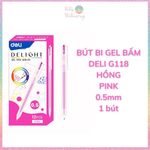 [HOTIS] Bút bi gel bấm 12 màu ngòi 0.5mm DELI Delight Gel Pen nhanh khô viết đều trơn tru lâu hết mực - G118