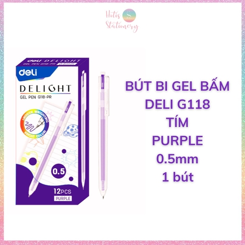 [HOTIS] Bút bi gel bấm 12 màu ngòi 0.5mm DELI Delight Gel Pen nhanh khô viết đều trơn tru lâu hết mực - G118