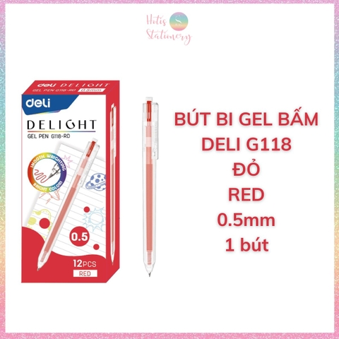 [HOTIS] Bút bi gel bấm 12 màu ngòi 0.5mm DELI Delight Gel Pen nhanh khô viết đều trơn tru lâu hết mực - G118