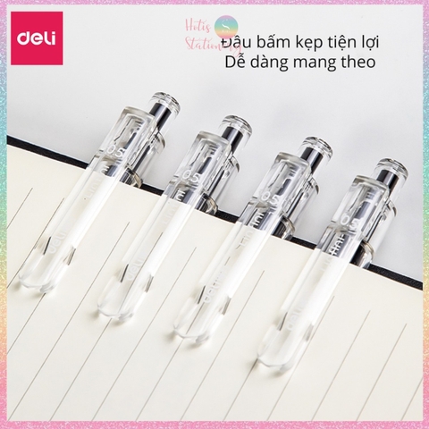 [HOTIS] 1 cây Bút bi gel bấm DELI ngòi 0.5mm bút bi bấm mực đều nhanh khô - A575/S101/A623/A057b/S60st/S60Pro