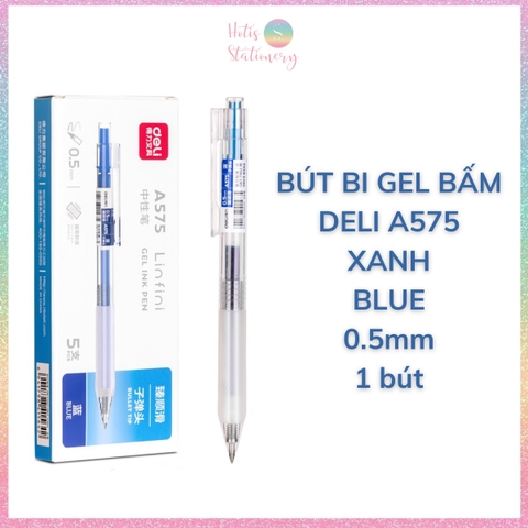 [HOTIS] 1 cây Bút bi gel bấm DELI ngòi 0.5mm bút bi bấm mực đều nhanh khô - A575/S101/A623/A057b/S60st/S60Pro