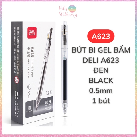 [HOTIS] 1 cây Bút bi gel bấm DELI ngòi 0.5mm bút bi bấm mực đều nhanh khô - A575/S101/A623/A057b/S60st/S60Pro