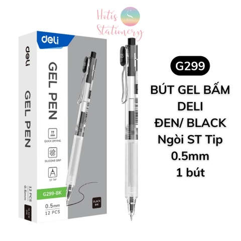 [HOTIS] 1 cây Bút bi gel bấm DELI ngòi 0.5mm bút bi bấm mực đều nhanh khô - A575/S101/A623/A057b/S60st/S60Pro