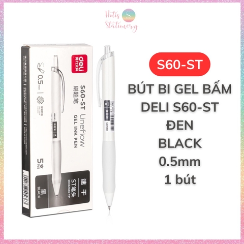 [HOTIS] 1 cây Bút bi gel bấm DELI ngòi 0.5mm bút bi bấm mực đều nhanh khô - A575/S101/A623/A057b/S60st/S60Pro