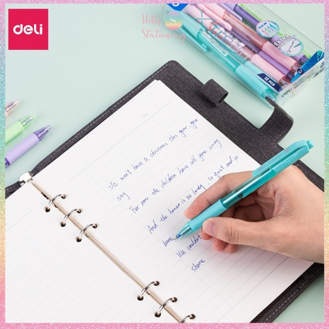 [HOTIS] Set 4 Bút bi bấm DELI Xtream mực xanh ngòi 0.7mm viết nét đều trơn tru