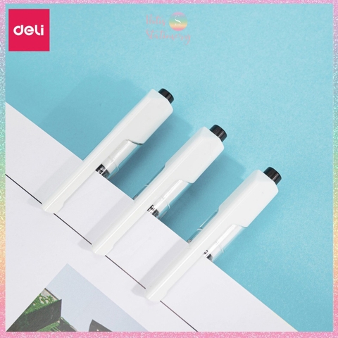 [HOTIS] Bút bi bấm văn phòng DELI ARROW 3 màu mực xanh đen đỏ ngòi 0.7mm viết nét đều trơn tru phù hợp cho học sinh