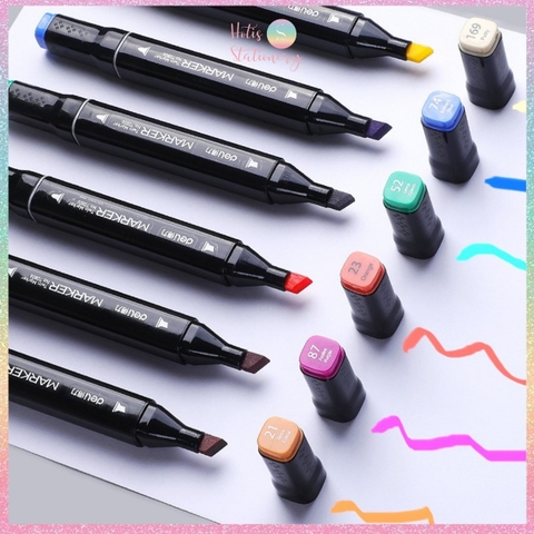 [HOTIS] Bút màu dạ Marker 2 đầu chuyên nghiệp DELI vẽ tranh viết calligraphy 30/40/60/80 màu - Kèm Túi vải