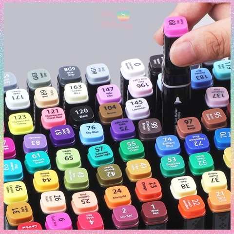 [HOTIS] Bút màu dạ Marker 2 đầu chuyên nghiệp DELI vẽ tranh viết calligraphy 30/40/60/80 màu - Kèm Túi vải