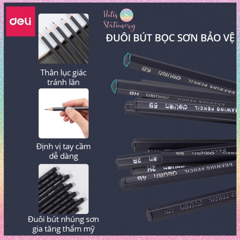 [HOTIS] Bút chì phác thảo phiên bản cao cấp Deli Nuevo bút chì 2B, 4B - Dành cho mỹ thuật chuyên nghiệp độ đậm chuẩn - 1 cây