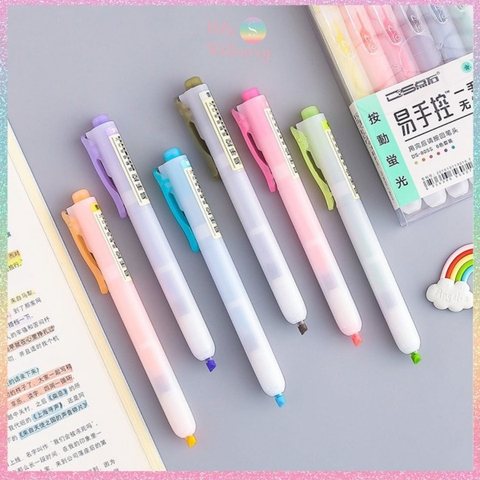 [HOTIS] Set 3 cây Bút highlight bấm DS-805s có lõi thay thế, màu đẹp, tiện lợi, tiết kiệm
