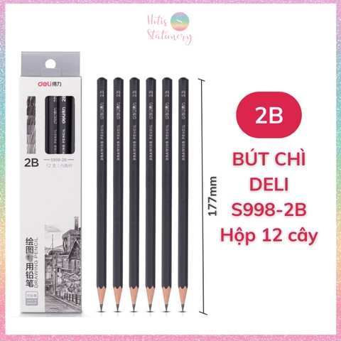 [HOTIS] Hộp 12 cây Bút chì phác thảo phiên bản cao cấp Deli Nuevo bút chì 2B, 4B - Dành cho mỹ thuật chuyên nghiệp độ đậm chuẩn