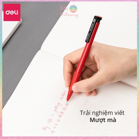 [HOTIS] Set 5 Bút bi bấm văn phòng ngòi 0.7mm DELI 6546S -  Mực Xanh, Đỏ, Đen