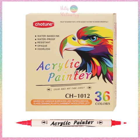 [HOTIS] Set 12/24/36 Bút sơn màu Acrylic Painter Chotune vẽ tranh tô màu trên nhiều chất liệu