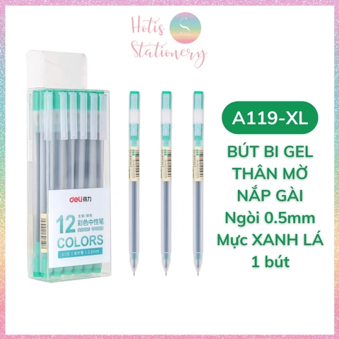 [HOTIS] Bút gel ngòi kim 0.5mm Deli G67/ A117 / A119 thân mờ nắp gài dành cho học sinh sinh viên nvvp