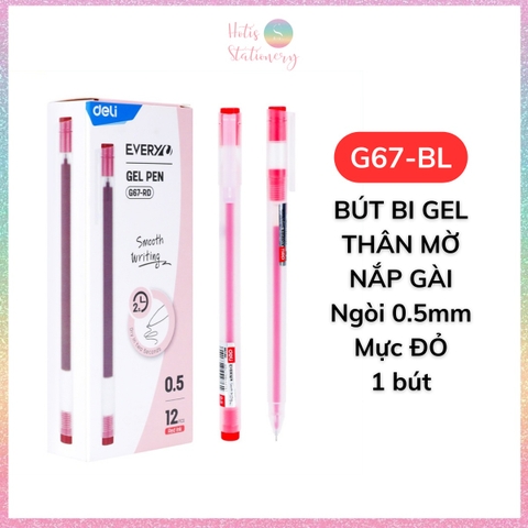 [HOTIS] Bút gel ngòi kim 0.5mm Deli G67/ A117 / A119 thân mờ nắp gài dành cho học sinh sinh viên nvvp