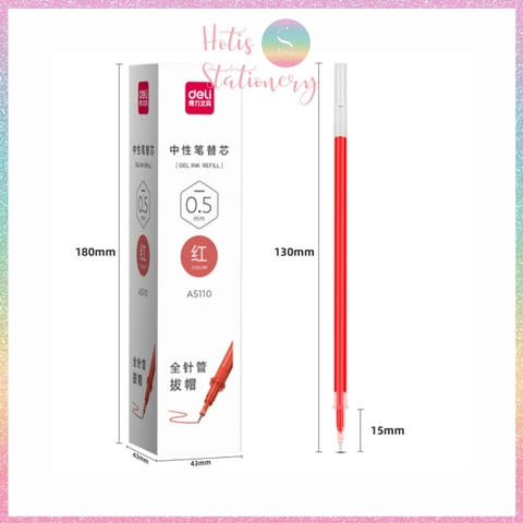 [HOTIS] Ruột bút gel nắp gài ngòi kim 0.5mm Deli A5110 dành cho học sinh sinh viên nvvp