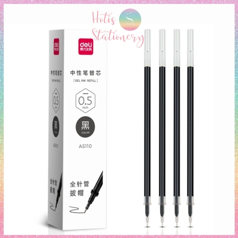 [HOTIS] Ruột bút gel nắp gài ngòi kim 0.5mm Deli A5110 dành cho học sinh sinh viên nvvp