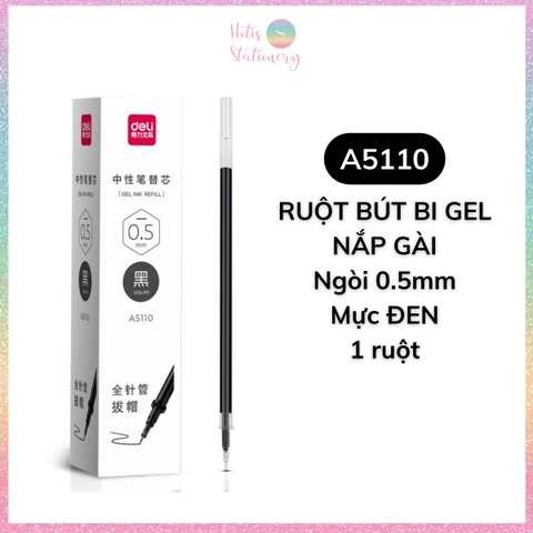 [HOTIS] Ruột bút gel nắp gài ngòi kim 0.5mm Deli A5110 dành cho học sinh sinh viên nvvp